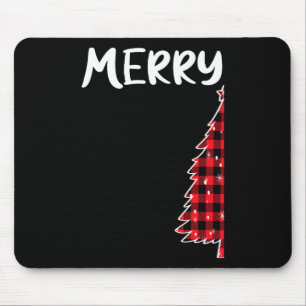Merry Christmas Tree Buffalo Plaid Xmas Couples Ma Mouse Mat
