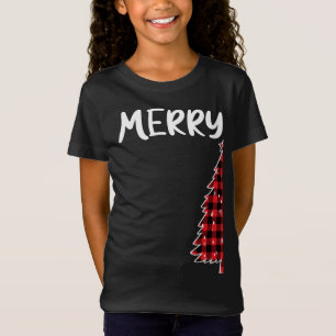 Merry Christmas Tree Buffalo Plaid Xmas Couples Ma T-Shirt