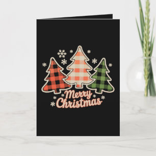 Merry Christmas Tree Buffalo Plaid Xmas Holiday Card