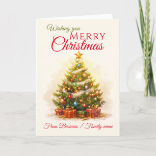 Merry Christmas Tree Business Family Name Holiday Card
