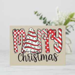 Merry Christmas Tree Cake Xmas Festive Holiday  Card