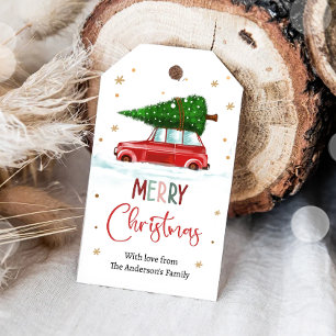 Merry Christmas Tree Car Family Thank You Gift Tags