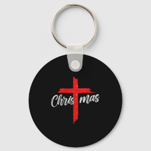 Merry Christmas Tree Christian Cross Jesus Faith B Key Ring
