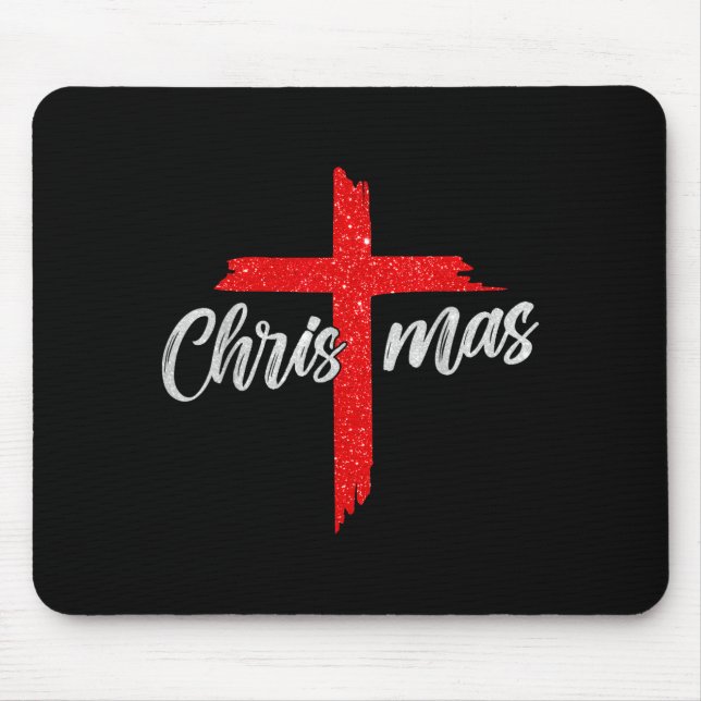Merry Christmas Tree Christian Cross Jesus Faith B Mouse Mat (Front)