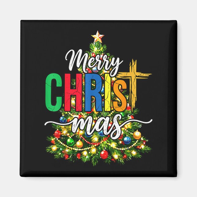 Merry Christmas Tree Christian Xmas  Magnet (Front)
