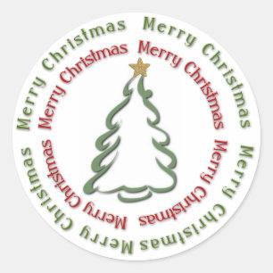 Merry Christmas Tree Classic Round Sticker