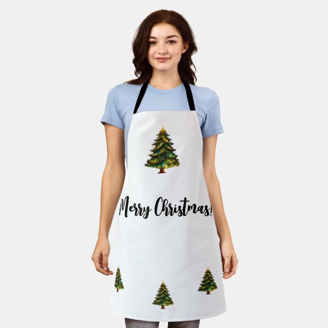 Merry Christmas Tree Cooking Baking Holiday Apron (Worn)