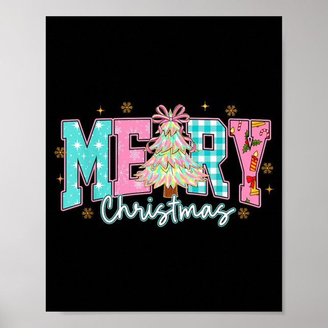 Merry Christmas Tree Coquette Bow Xmas Holiday Wom Poster (Front)