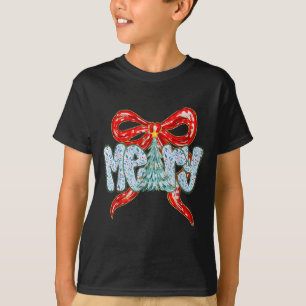 Merry Christmas Tree Coquette Bow Xmas Holiday Wom T-Shirt