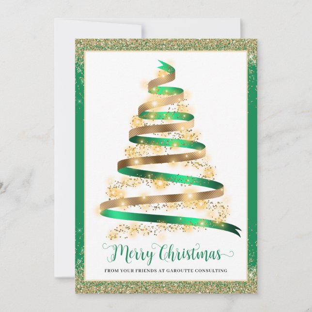 Merry Christmas Tree Corporate Business Logo Card (Front)