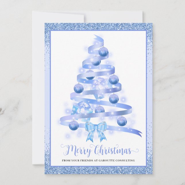 Merry Christmas Tree Corporate Logo Holiday Card (Front)