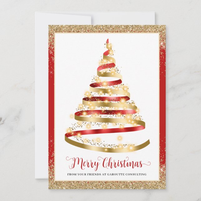 Merry Christmas Tree Corporate Logo Holiday Card (Front)