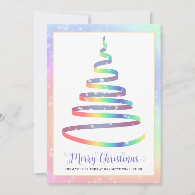 Merry Christmas Tree Corporate Logo Holiday Card (Front)