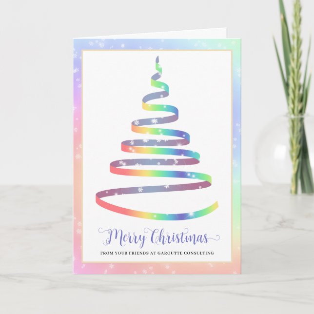 Merry Christmas Tree Corporate Logo Holiday Card (Front)