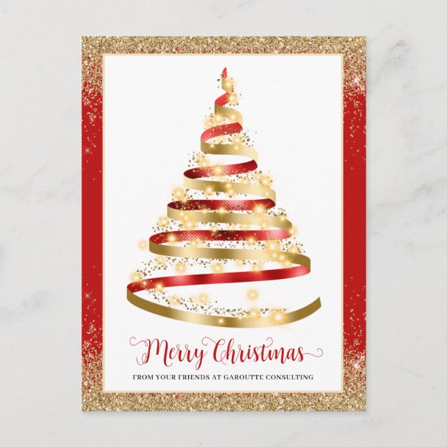 Merry Christmas Tree Corporate Logo  Holiday Postcard (Front)