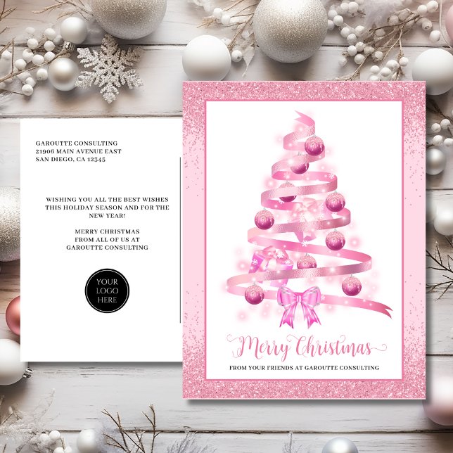 Merry Christmas Tree Corporate Logo Holiday Postcard (Merry Christmas Tree Corporate Logo Holiday Postcard)