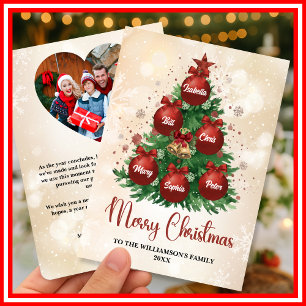 Merry Christmas Tree Custom GIFT Family Name Holiday Card