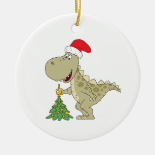 Merry Christmas Tree Cute Dinosaur Santa Hat Ceramic Tree Decoration