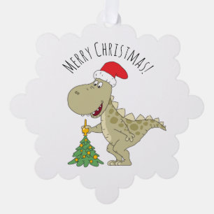 Merry Christmas Tree Cute Dinosaur Santa Hat Decoration Card