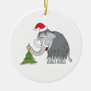 Merry Christmas Tree Cute Mammoth Santa Hat Ceramic Tree Decoration