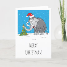 Merry Christmas Tree Cute Mammoth Santa Hat