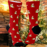 Merry Christmas Tree Cute Snowman Personalised Socks<br><div class="desc">Customise the text, and easily create your personalised Christmas socks. You can TRANSFER this DESIGN on other Zazzle products and adjust it to fit most Zazzle items. Standard Studio designs are made in high-resolution graphics for a professional print. Thank you for choosing our designs and stopping by Standard Studio Designs....</div>