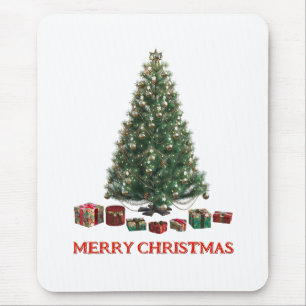 Merry Christmas. Tree (design 1) with gifts Mouse Mat