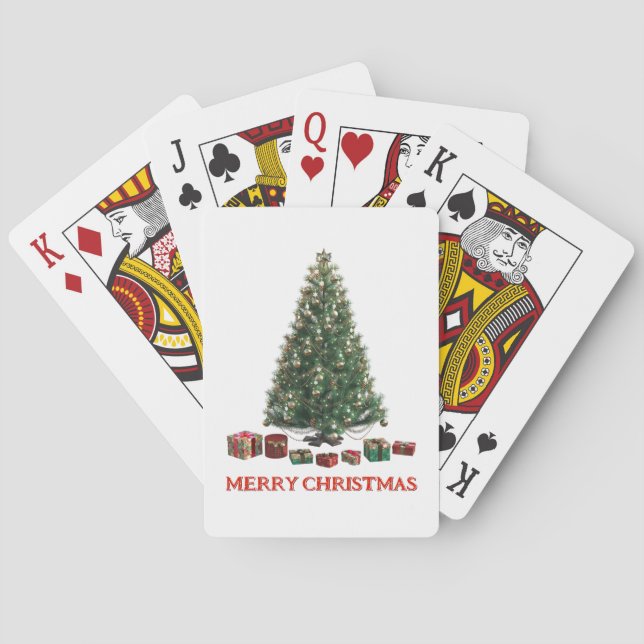 Merry Christmas. Tree (design 1) with gifts Playing Cards (Back)