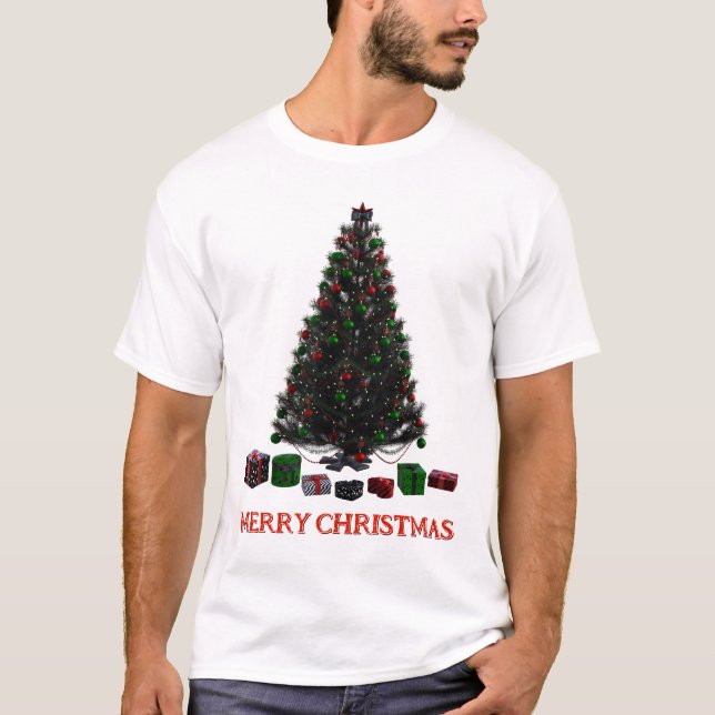 Merry Christmas. Tree (design 5) with gifts T-Shirt (Front)