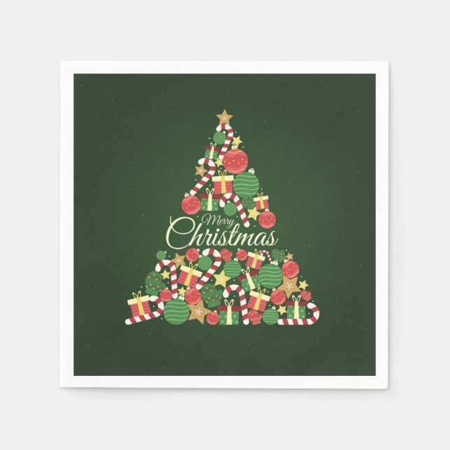 Merry Christmas tree dinner party Napkin (Front)