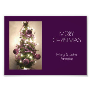 Merry Christmas Tree Eggplant Purple Photography Photo Print