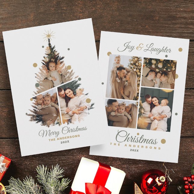 Merry Christmas Tree Family Custom Images Dots Thank You Card (Creator Uploaded)