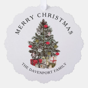 Merry Christmas  Tree & family photo Ornament Card