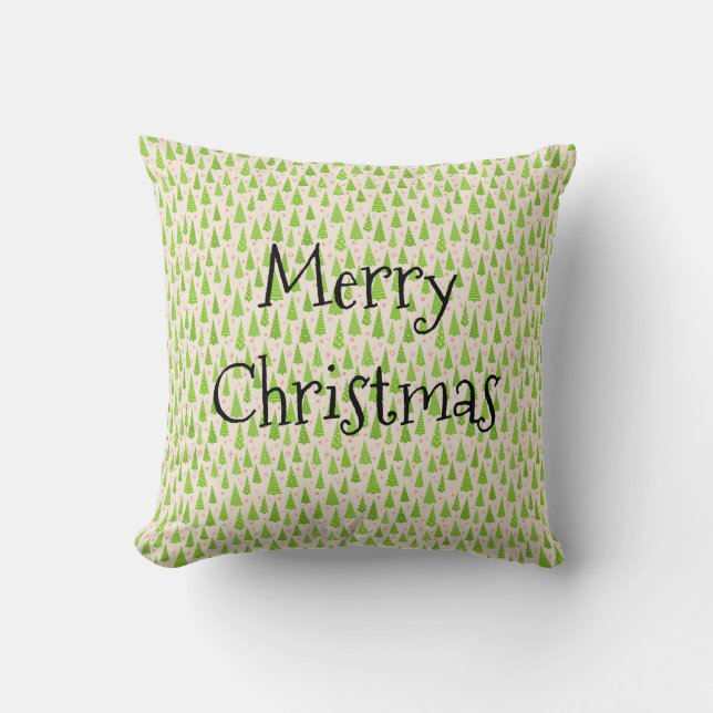 Merry Christmas Tree Farm Pattern Retro Cushion (Front)
