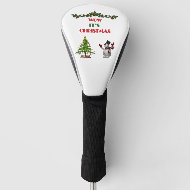 Merry Christmas Tree Festive Holiday  Snowman Gift Golf Head Cover (Front)