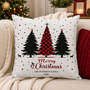 Merry Christmas Tree Festive Snowflake Winter Cushion