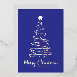 Merry Christmas Tree Foil Holiday Card
