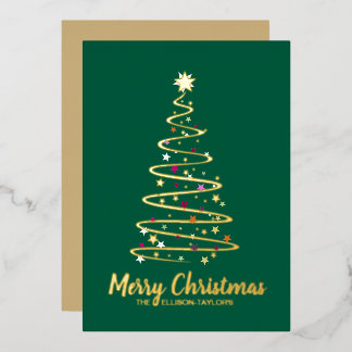 Merry Christmas Tree Foil Holiday Card