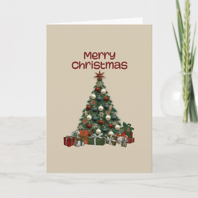 Merry Christmas Tree Folded Greeting Card (Front)