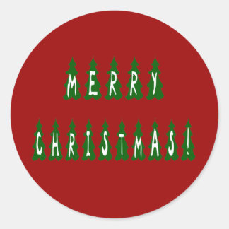 Merry Christmas Tree Font Classic Round Sticker