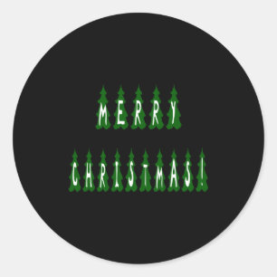 Merry Christmas Tree Font Girls And Boys Classic Round Sticker