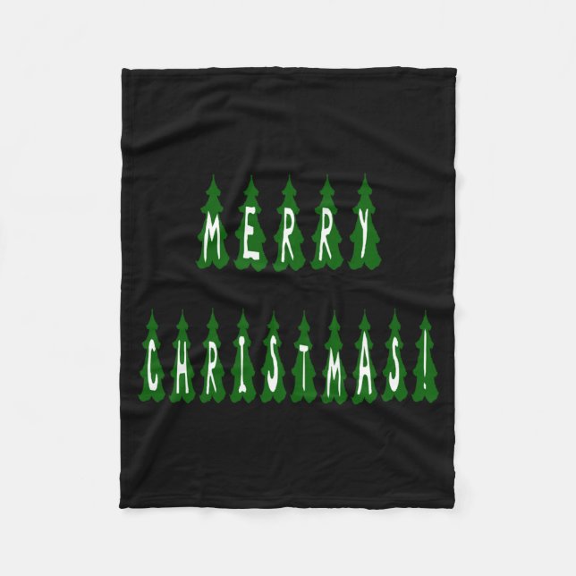 Merry Christmas Tree Font Girls And Boys  Fleece Blanket (Front)