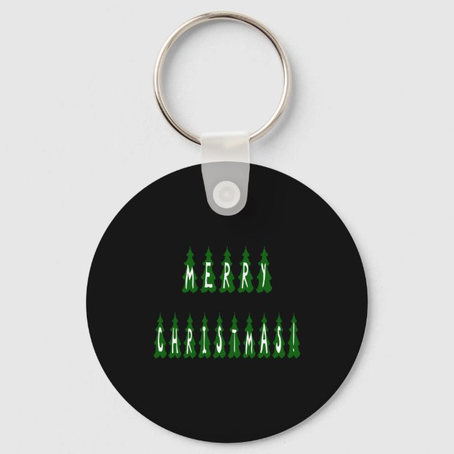 Merry Christmas Tree Font Girls And Boys  Key Ring (Front)