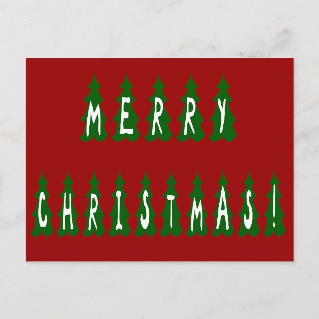 Merry Christmas Tree Font Holiday Postcard (Front)