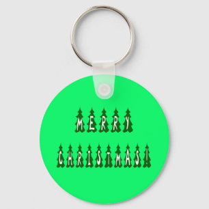 Merry Christmas Tree Font Key Ring