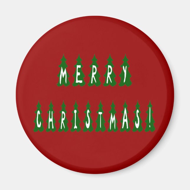 Merry Christmas Tree Font Magnet (Front)