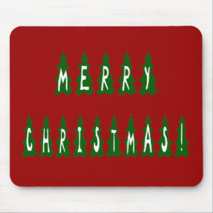 Merry Christmas Tree Font Mouse Mat