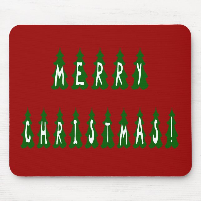 Merry Christmas Tree Font Mouse Mat (Front)