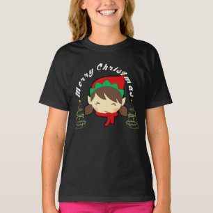 Merry Christmas tree gift girl  T-Shirt