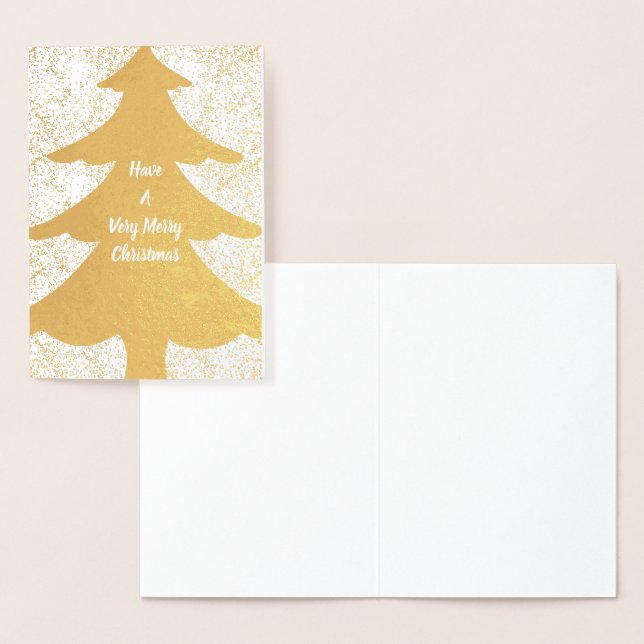 Merry Christmas Tree Gold Confetti Foil Card (Display)